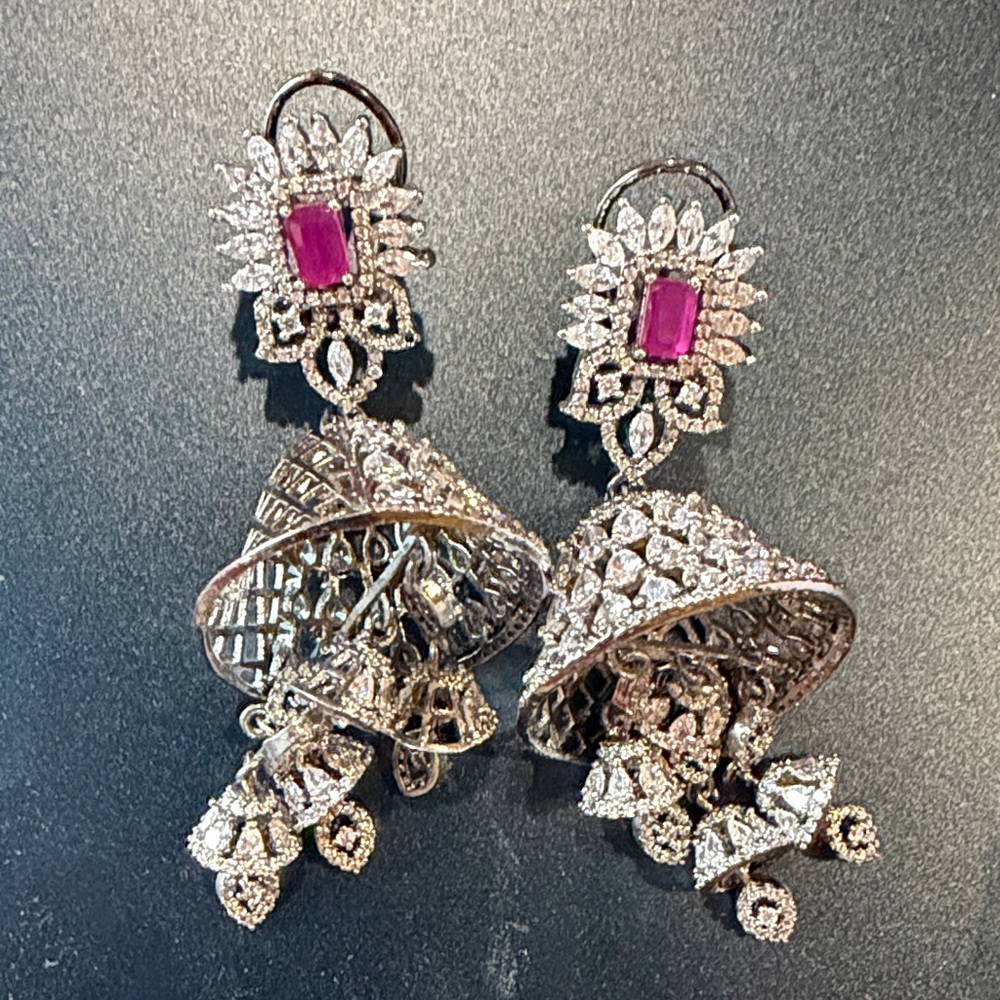 Elegant Silver and Pink Gemstone Earrings